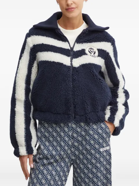 GUESS USA striped teddy-effect bomber jacket