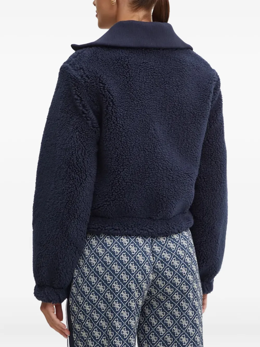 GUESS USA Gestreept bomberjack met teddy-effect Blauw
