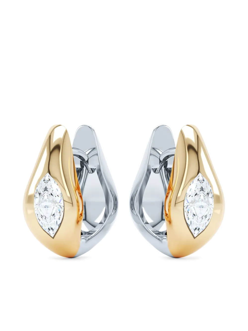 Loev 14kt Recycled Gold Curve Diamond Huggie Earrings