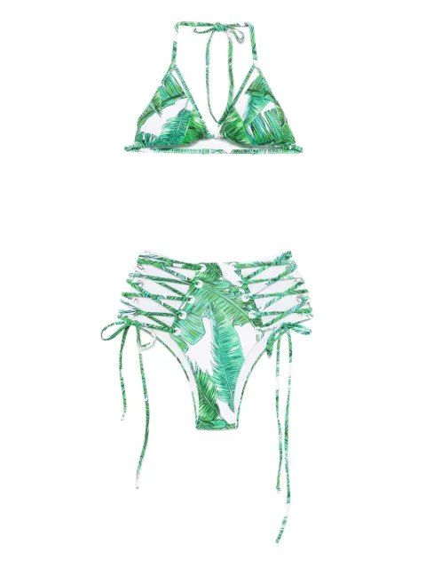 Noire Swimwear leaf-print bikini