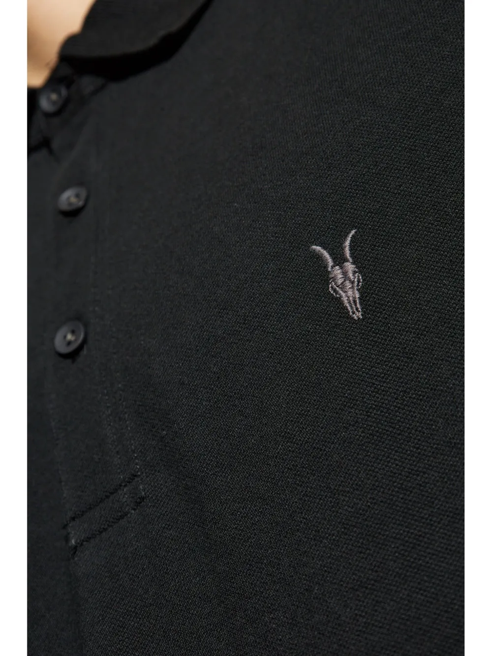 Allsaints Mode Merino Wool Polo Shirt In Black