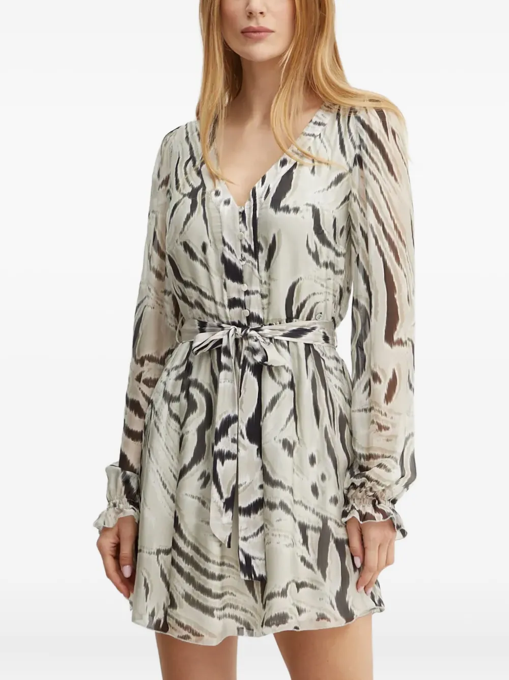 GUESS USA Mini-jurk met zebraprint en ceintuur Beige