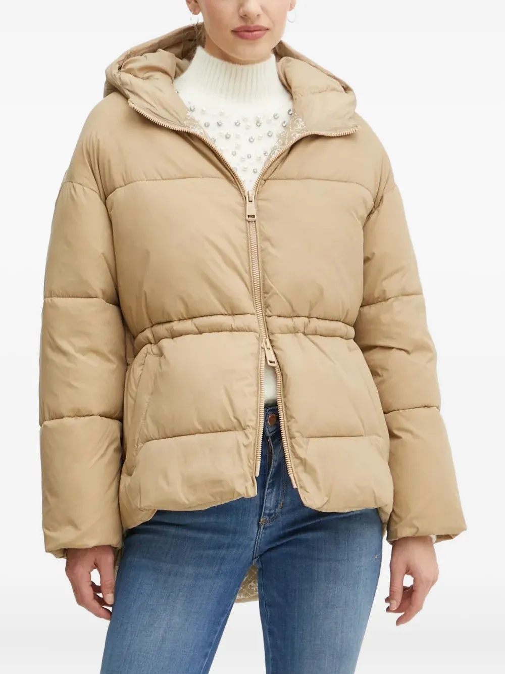 GUESS USA Donsjack met capuchon Beige
