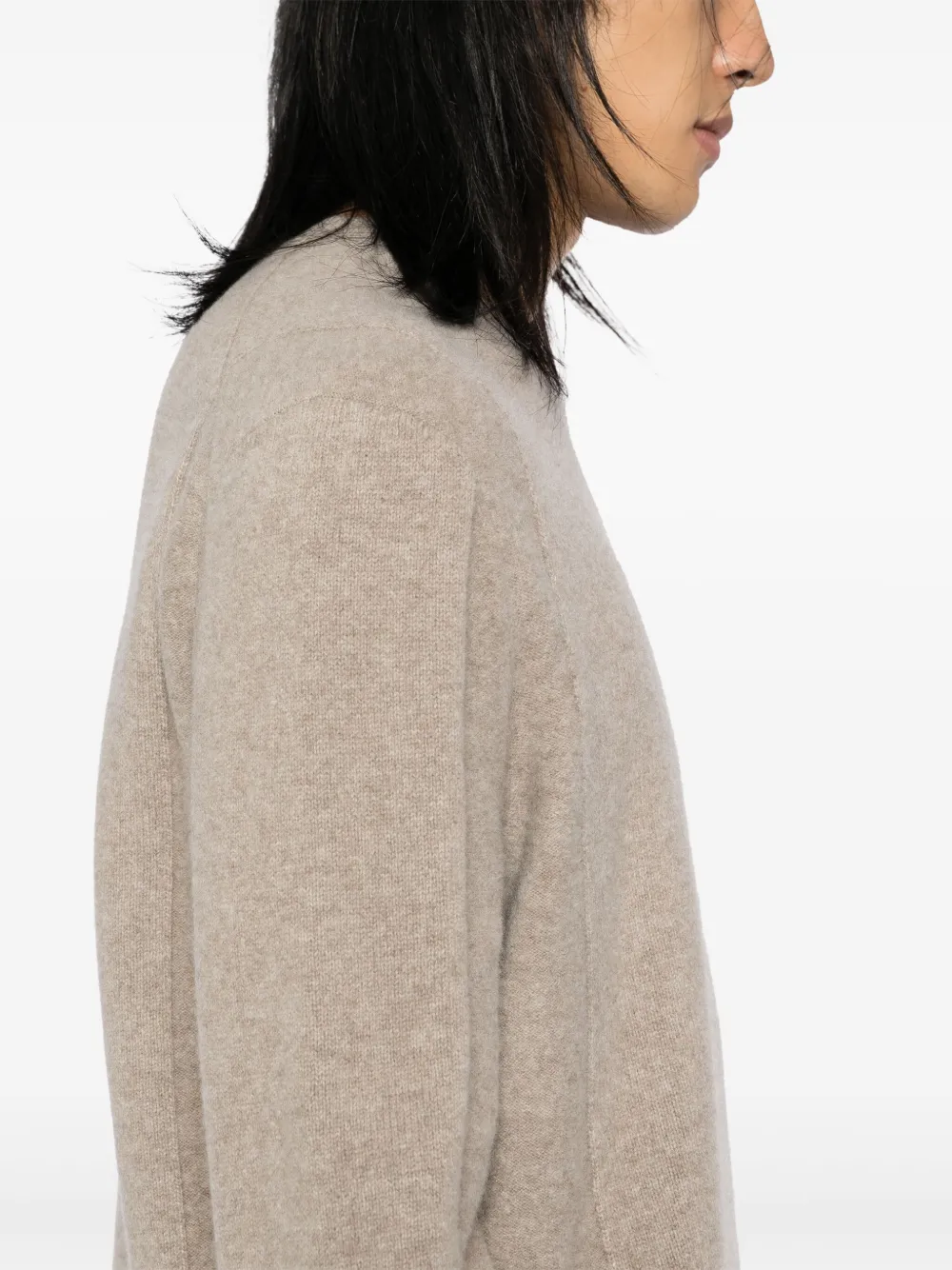 Shop Zegna Long-sleeve Mélange Polo In Brown