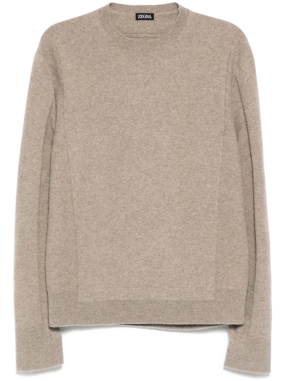 Zegna Long-sleeve Mélange Polo In Brown