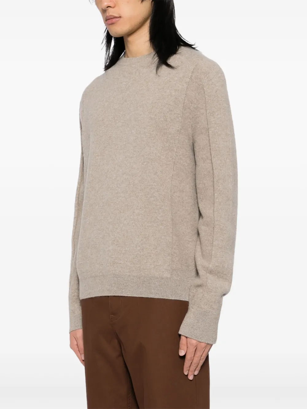 Shop Zegna Long-sleeve Mélange Polo In Brown
