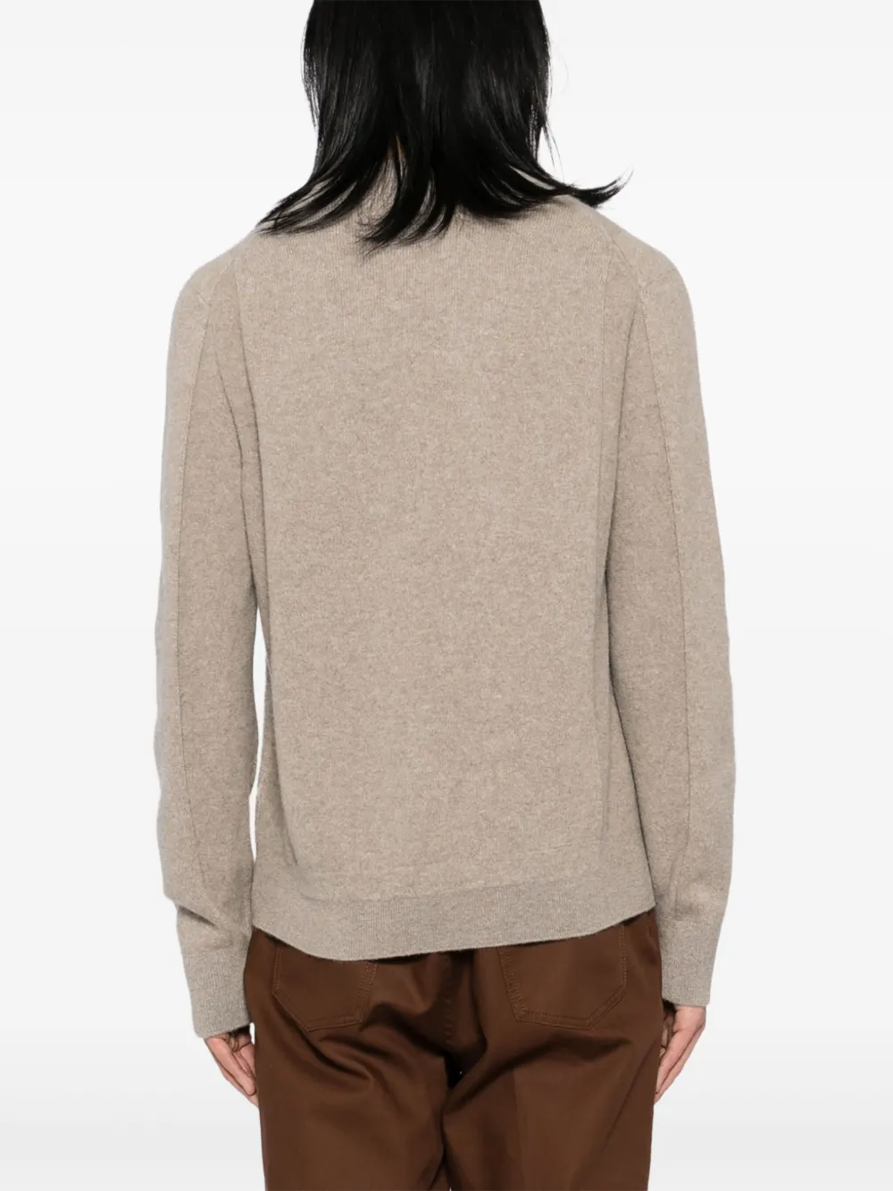 Shop Zegna Long-sleeve Mélange Polo In Brown