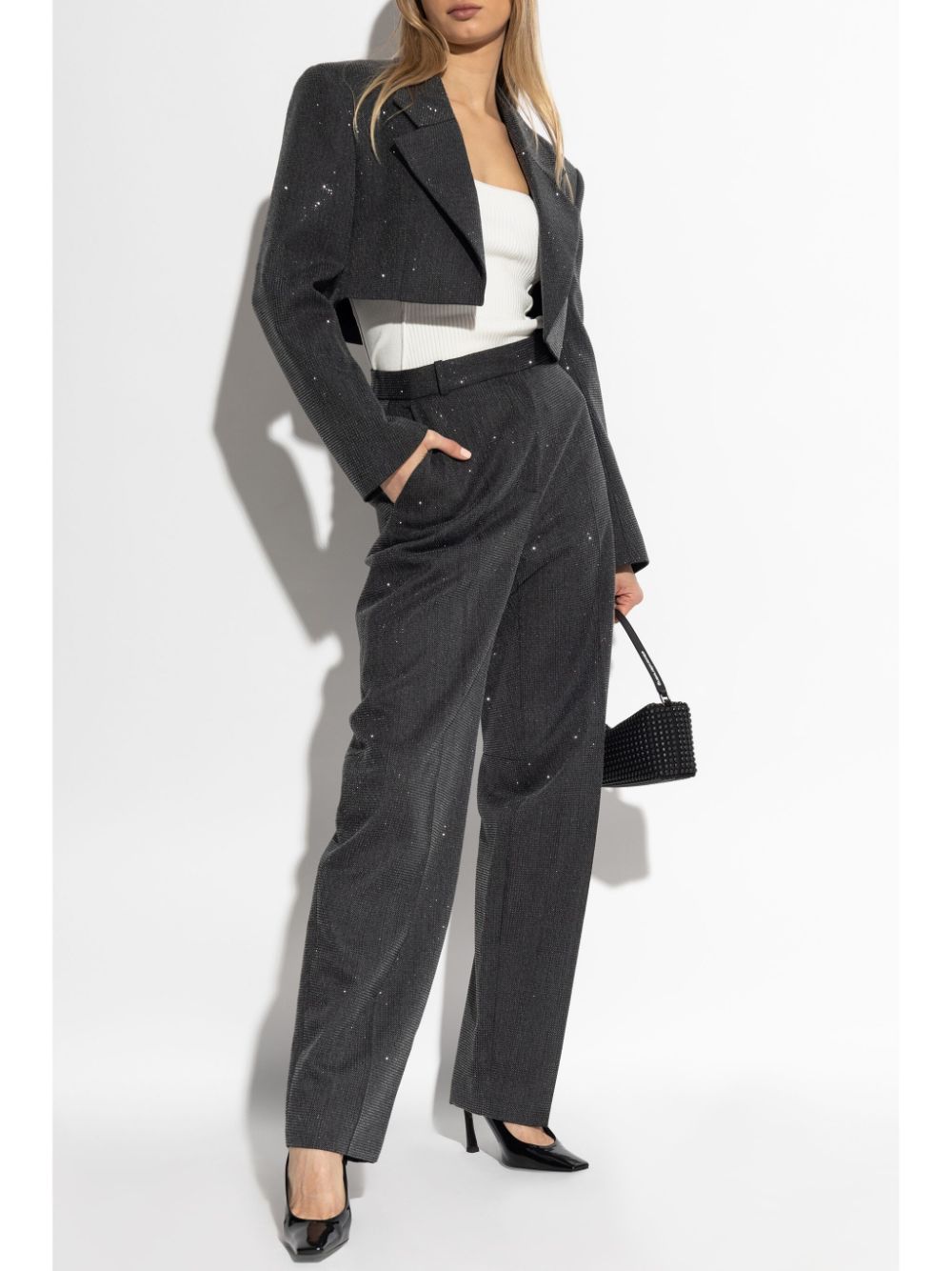 Alexander Wang cropped wool blazer - Grijs