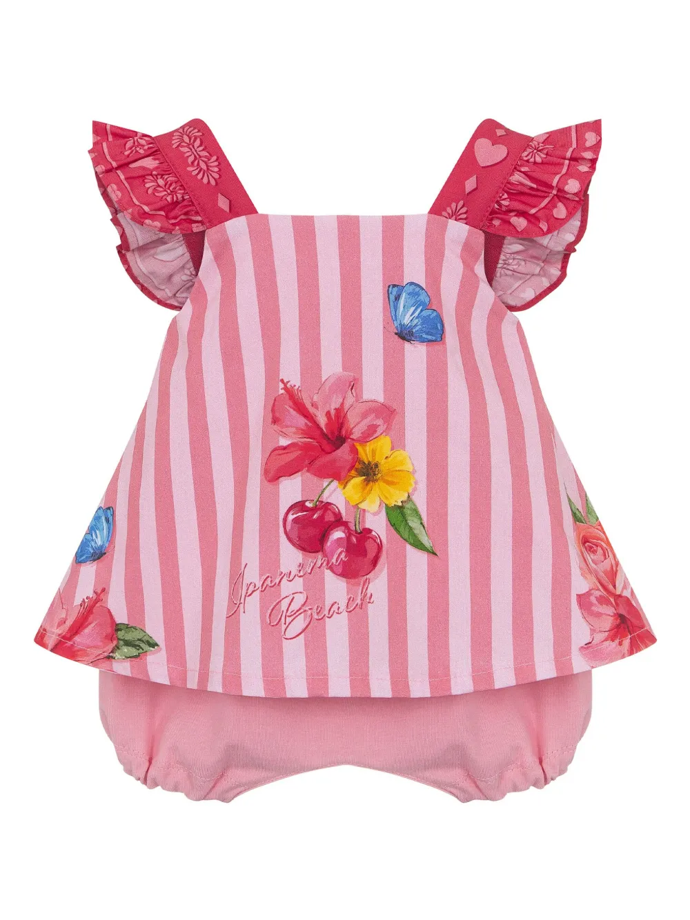 Lapin House Jurk met bloe print Roze