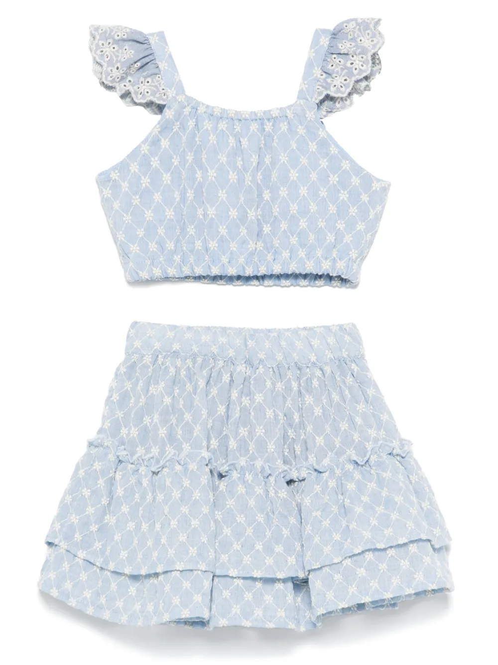 Lapin House Rok set met geborduurde bloe Blauw