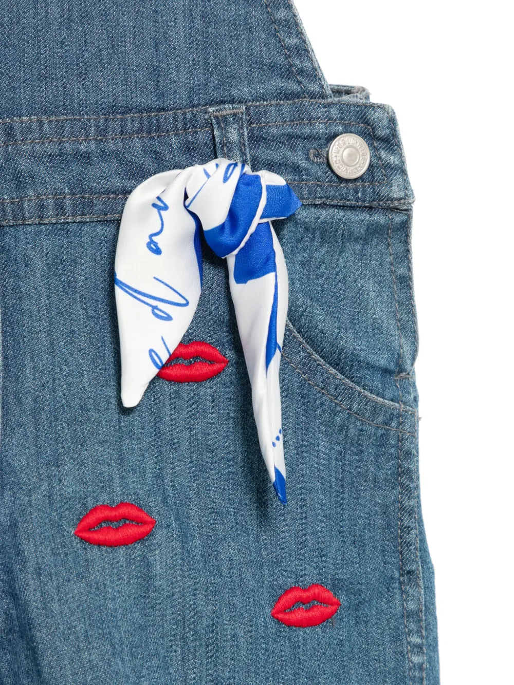 LAPIN HOUSE LIPS-EMBROIDERED DUNGAREES 