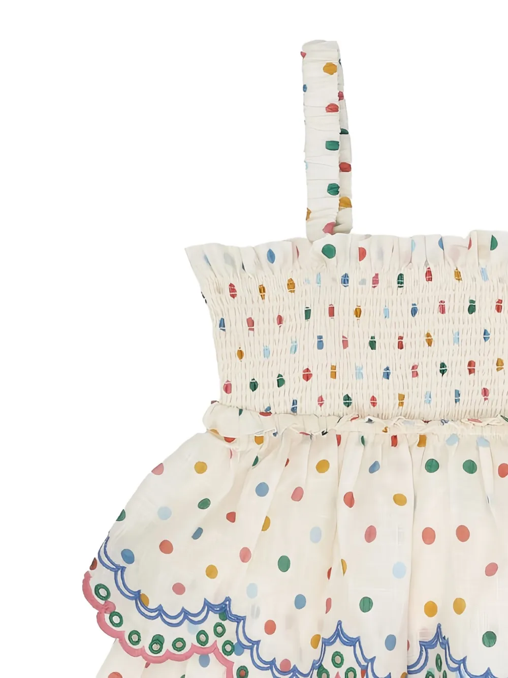 ZIMMERMANN Kids Everley gesmockte gelaagde jurk Beige