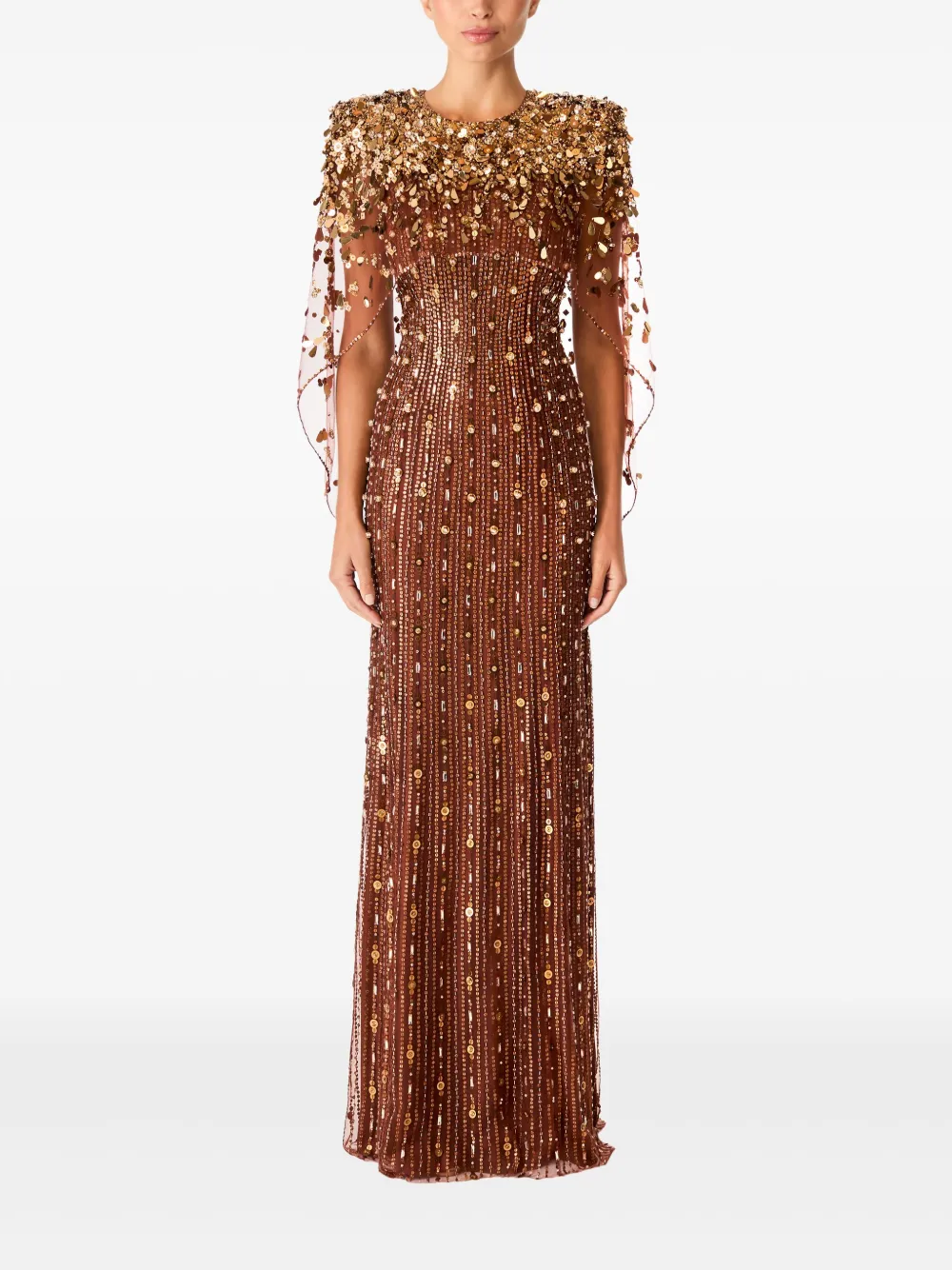 Jenny Packham Nettie avondjurk - Bruin