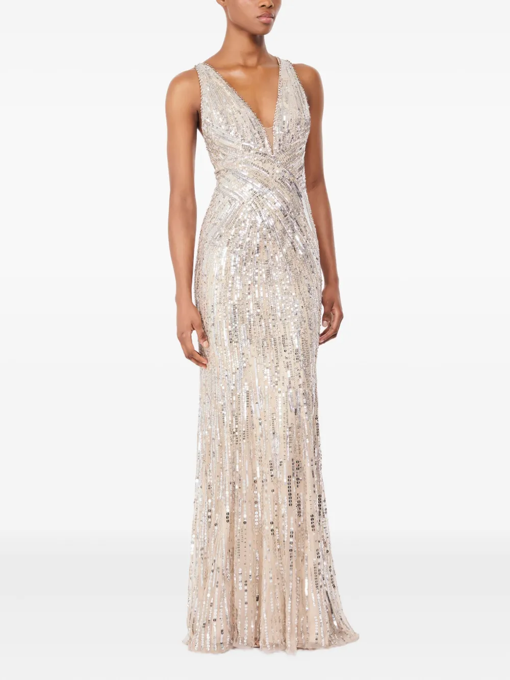 Jenny Packham Avondjurk verfraaid met pailletten - Beige