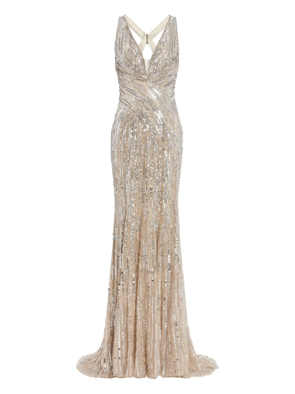 Jenny Packham Raquel Sequin-embellished Gown In Neutrals