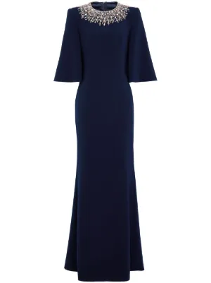 jenny packham navy blue dress Jenny Packham Embellished Maxi Dress