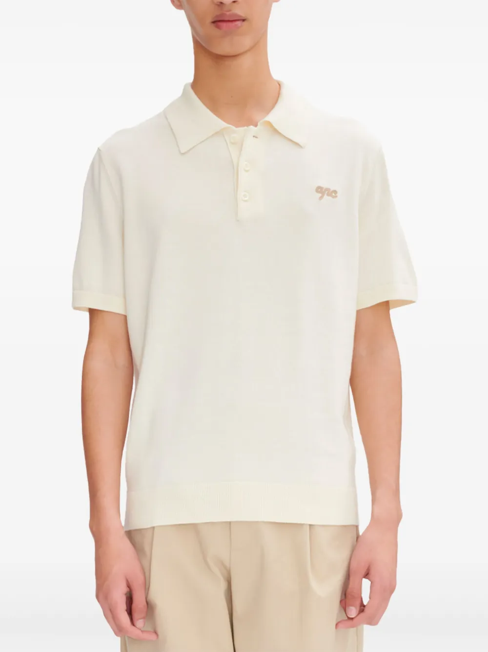 A.P.C. logo-embroidered polo shirt - Wit