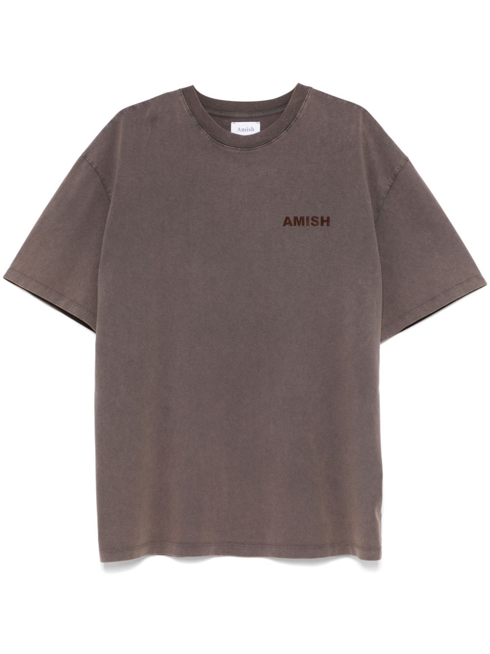 AMISH flocked-logo T-shirt - Brown