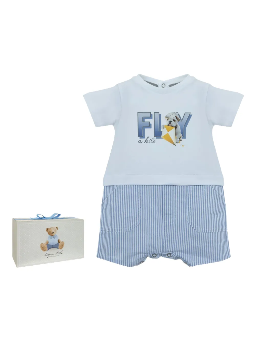 Lapin House Babies' Striped-pattern Romper In Blue