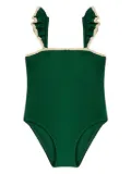 ZIMMERMANN Kids ruffled shoulder swimsuit - Green