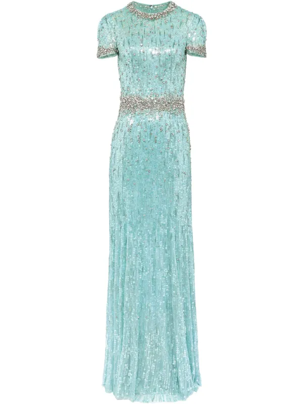 Jenny Packham Celeste Embellished Gown - Blue