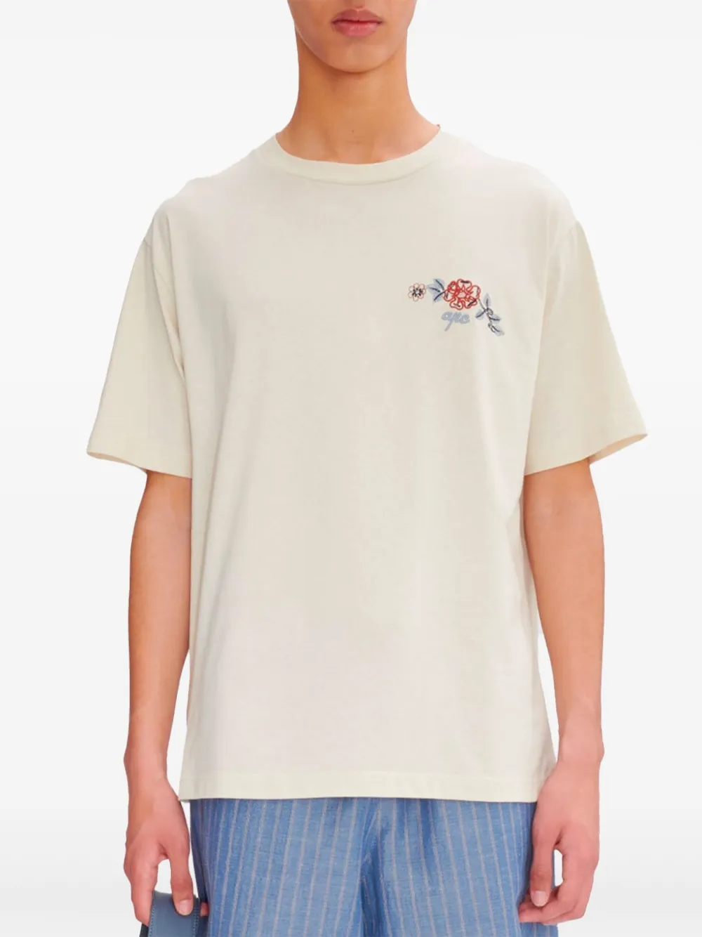 A.P.C. T-shirt met logoprint - Beige