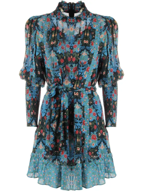 slim fit dress slacks Farm Rio Long Sleeve Ruffled Maxi Dress