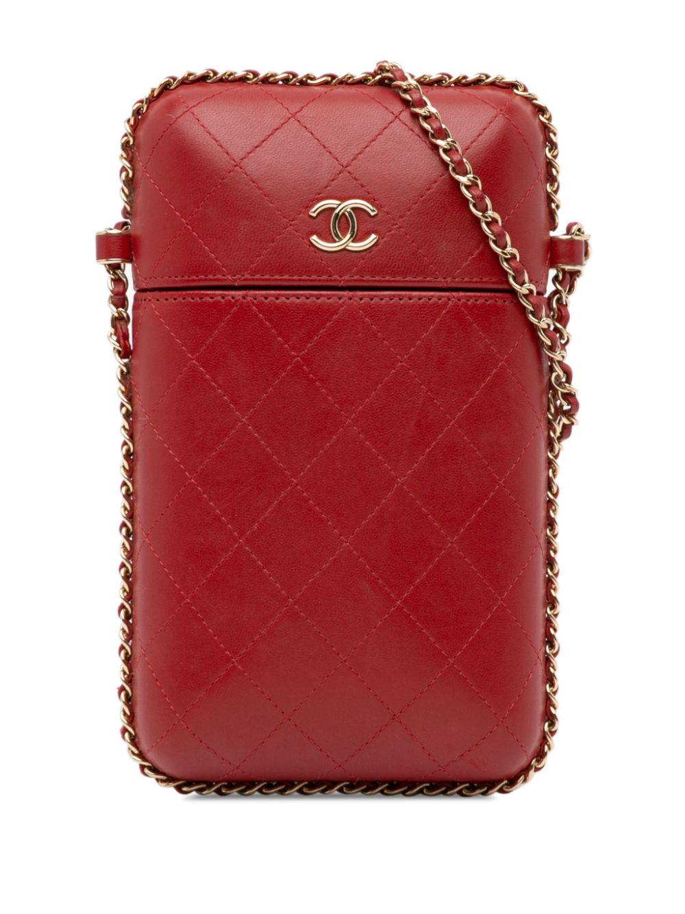 Affordable HOT SALE CHANEL 2016-2017 CC Quilted Lambskin Chain Around Phone Holder crossbody bag Women