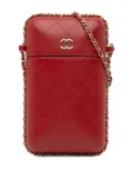 CHANEL Pre-Owned 2016-2017 CC Quilted Lambskin Chain Around Phone Holder crossbody bag - Red