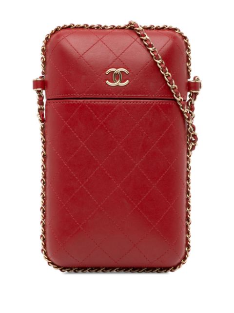 HOT SALE CHANEL 2016-2017 CC Quilted Lambskin Chain Around Phone Holder crossbody bag Women