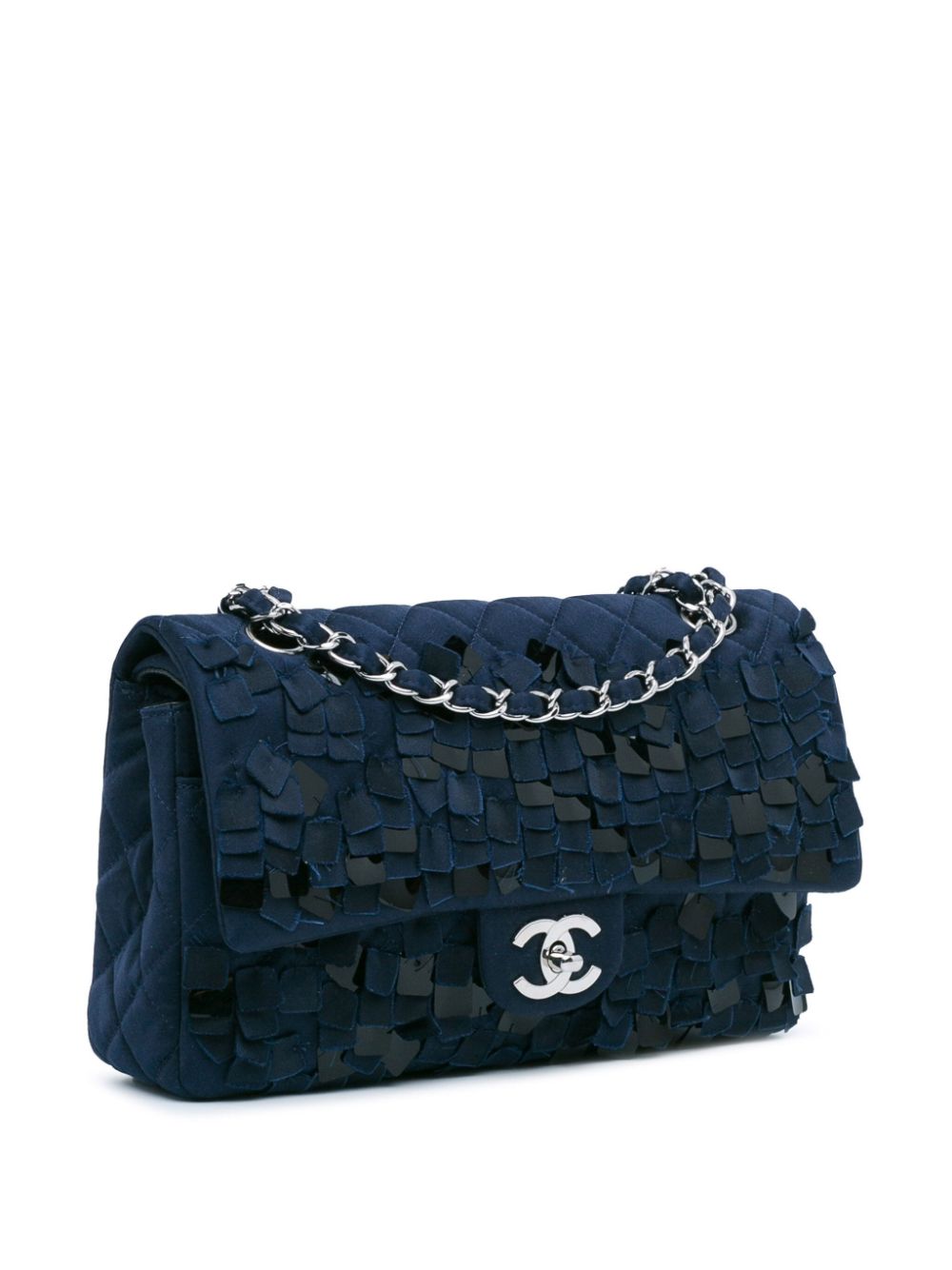 CHANEL Pre-Owned 2006-2008 Medium Classic Satin Paillette Double Flap shoulder bag - Blauw