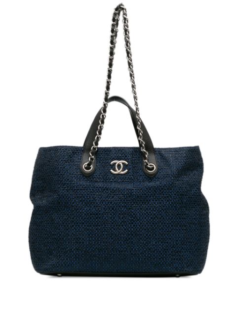 HOT SALE CHANEL 2013-2014 CC Straw and Caviar Drawstring Shopping Tote satchel Women