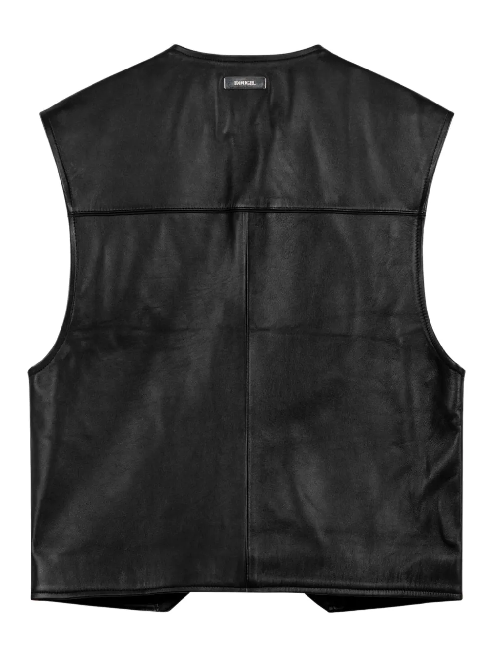 ROUGH. Leren gilet - Zwart