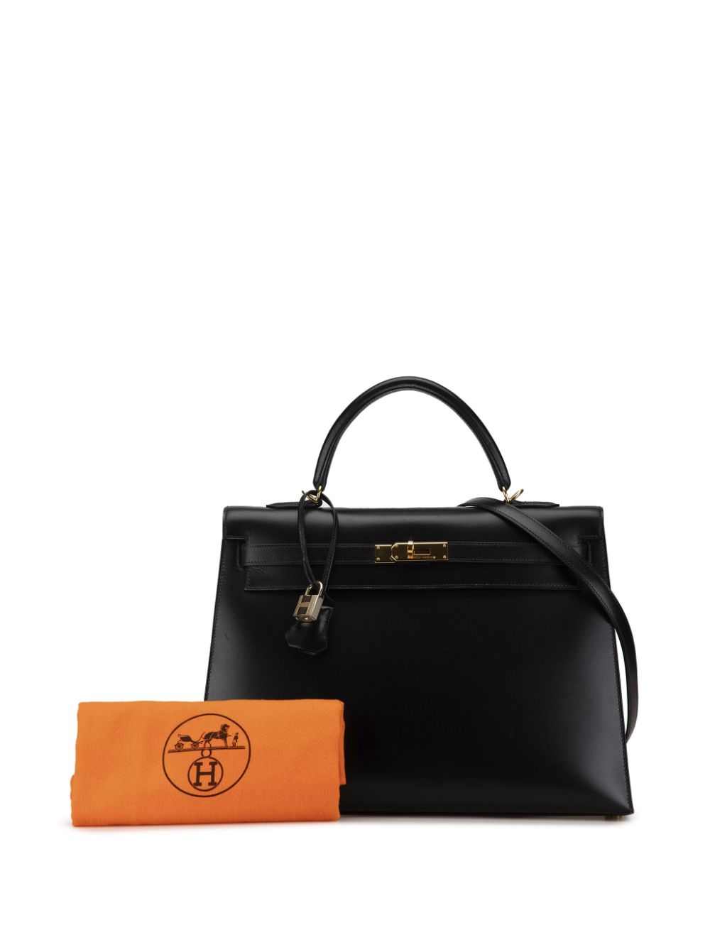 Hermes 2001 Box Calf Kelly II Sellier 35 satchel Women