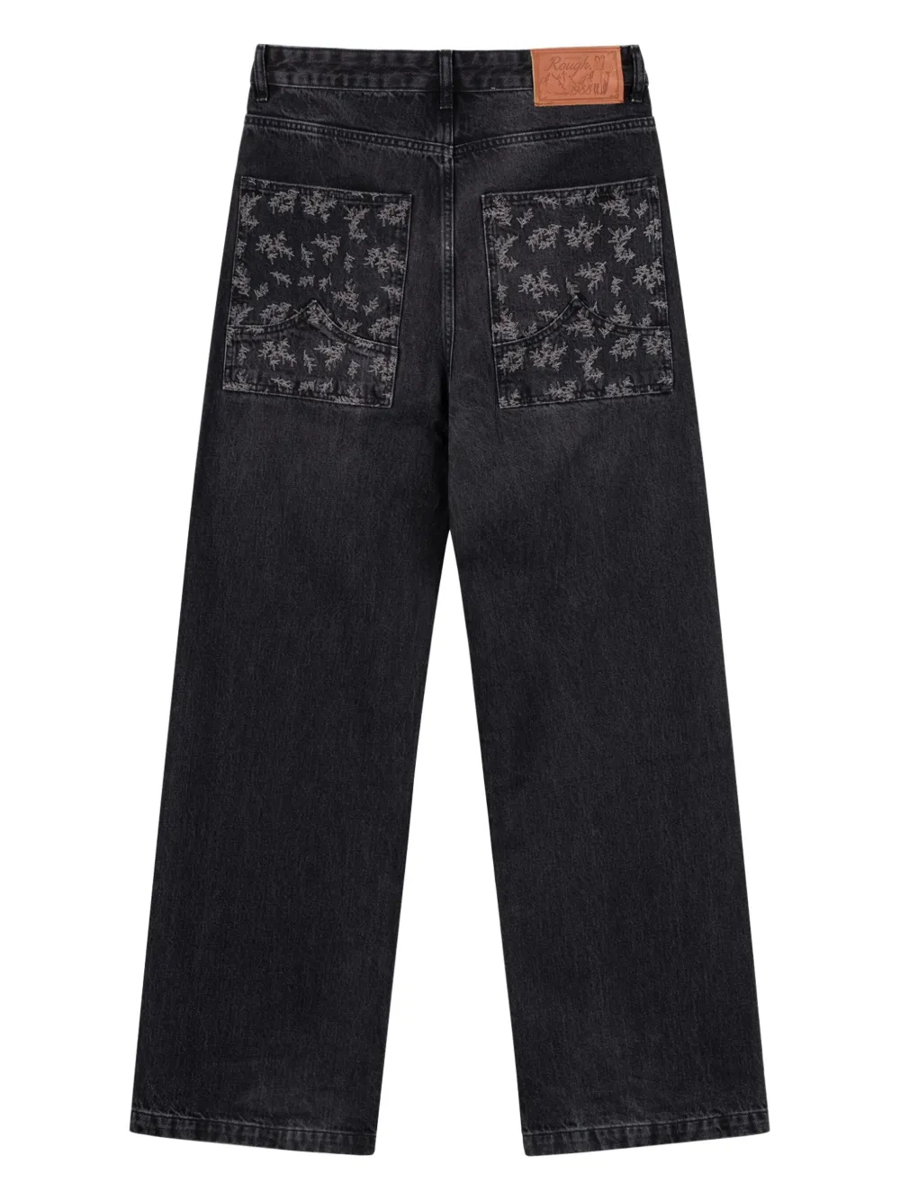 ROUGH. Jeans met wijde pijpen en verwassen effect - Zwart