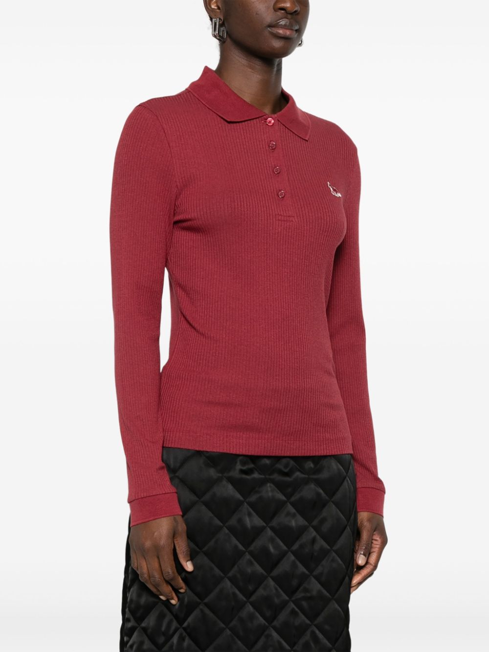 Maison Kitsune fine-ribbed long-sleeve polo top Women