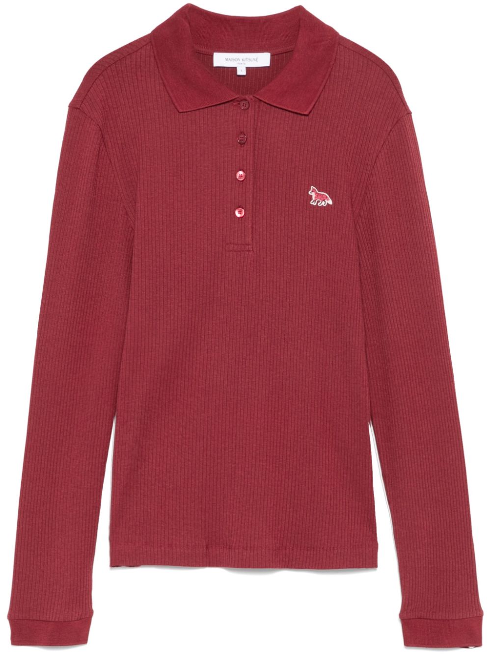 Maison Kitsune fine-ribbed long-sleeve polo top Women