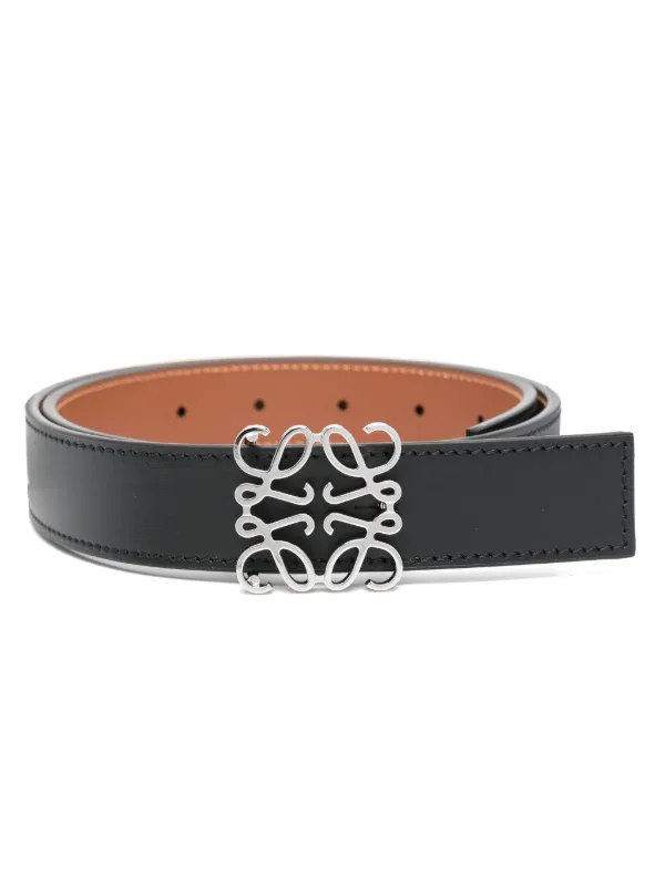 Loewe Reversible Anagram Belt in Smooth Calfskin in Black