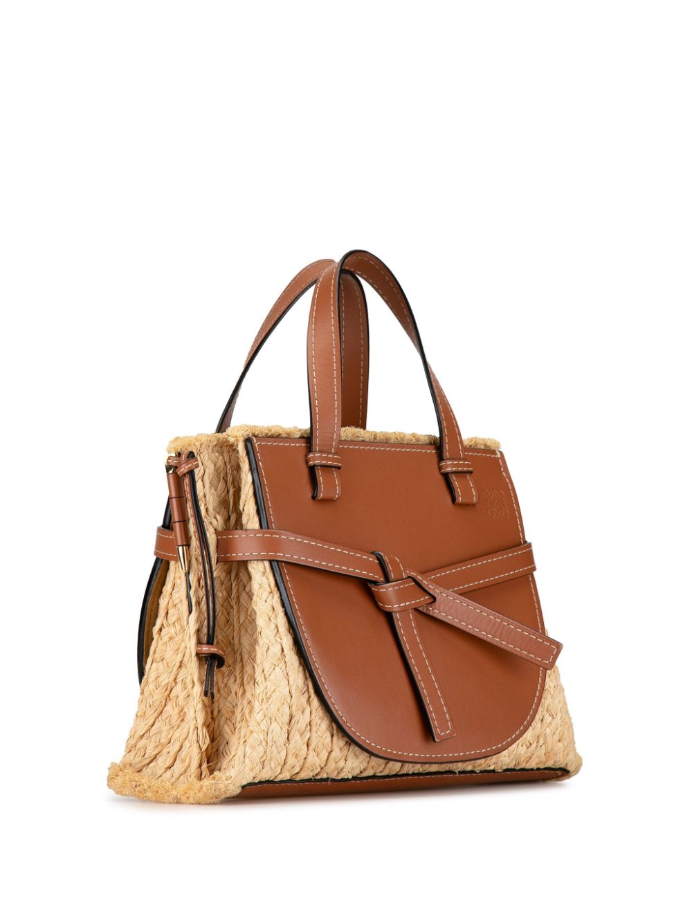 Affordable Loewe 2018-2023 Small Raffia and Leather Gate Top Handle Bag satchel Women