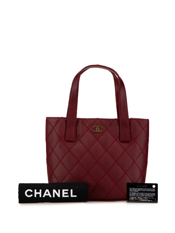 CHANEL Pre-Owned 2003-2004 CC Lambskin Wild Stitch Handbag