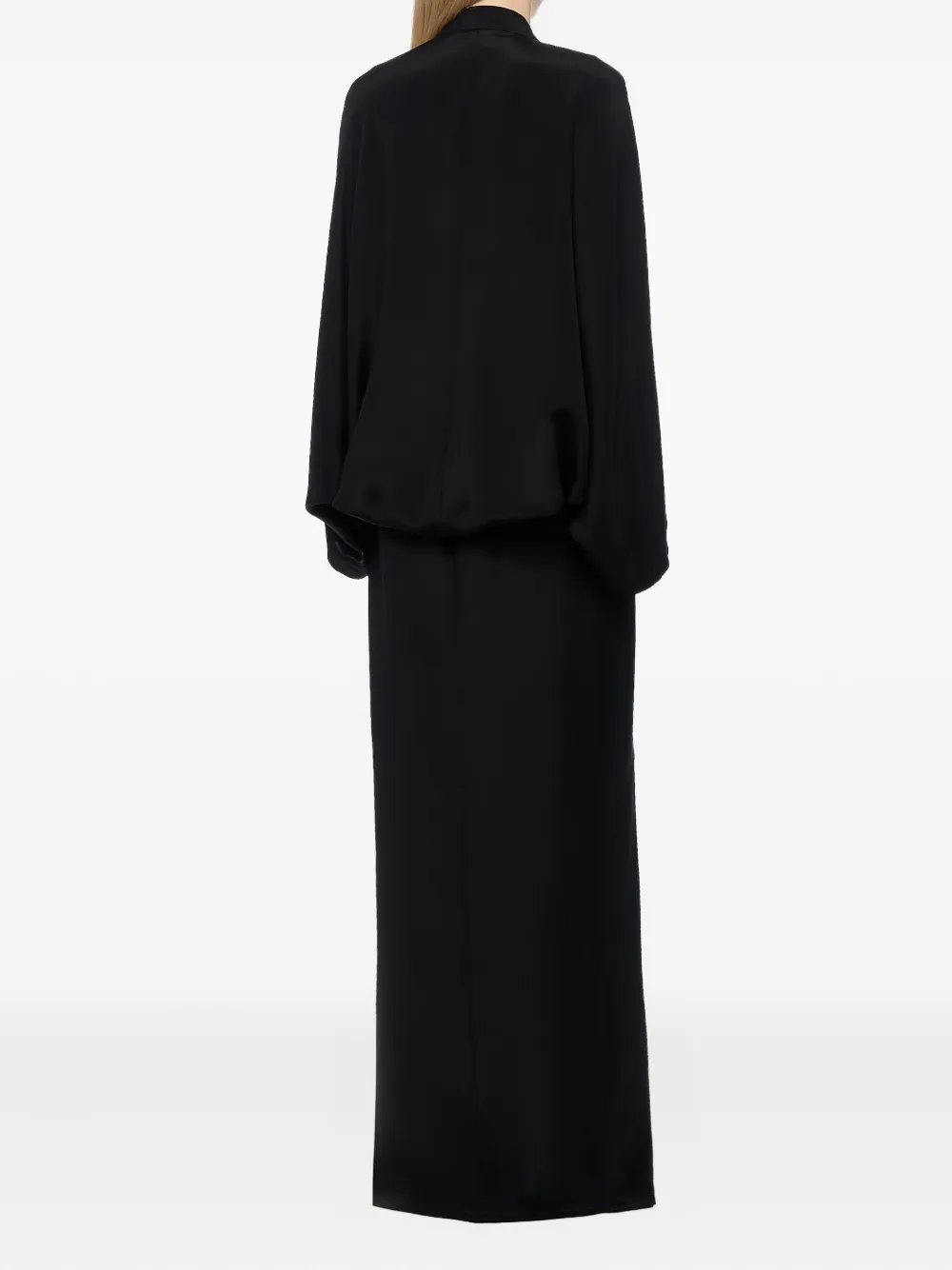 Max Mara V-neck Wide-sleeve Maxi Dress In Black