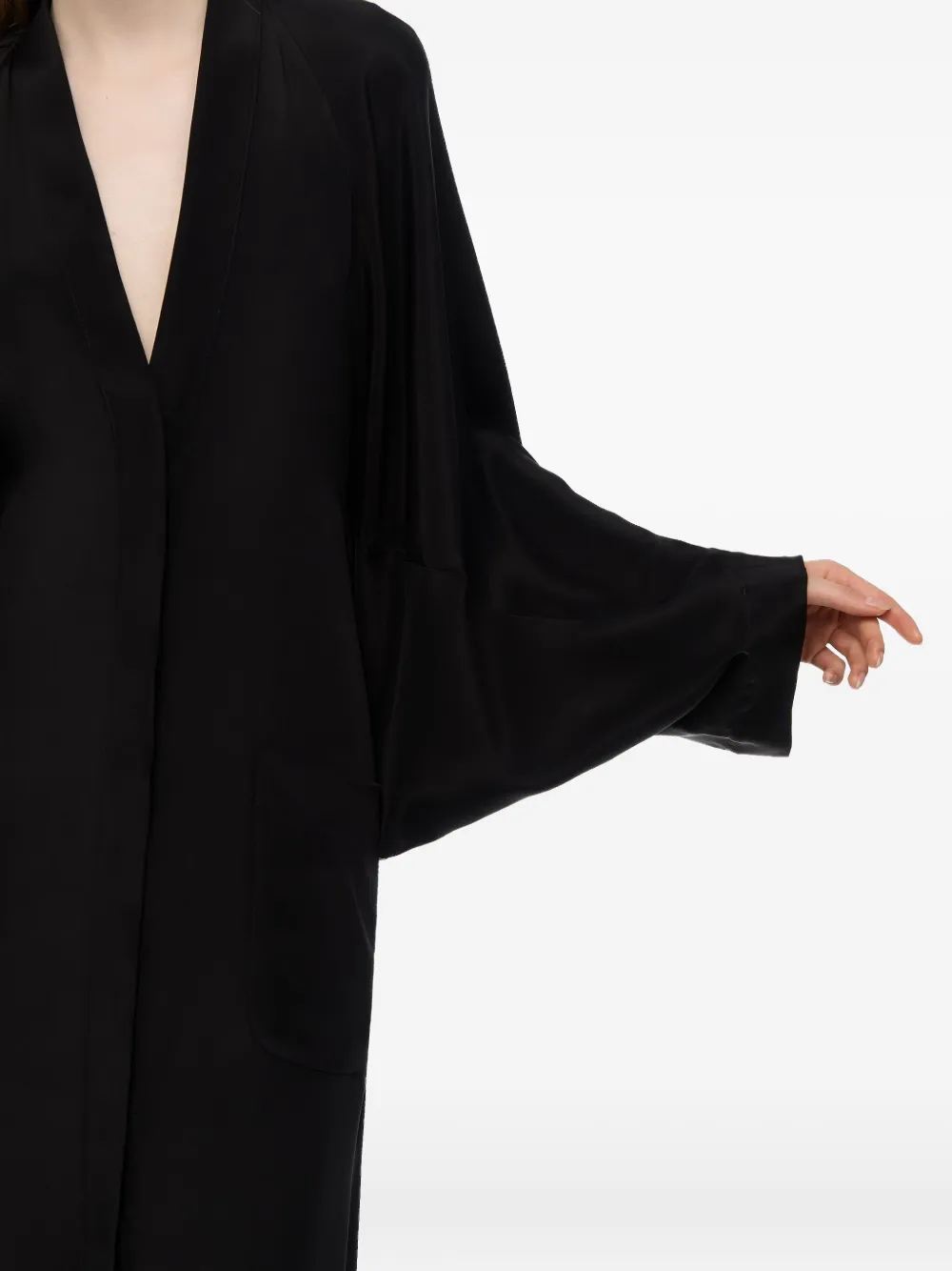 Max Mara V-neck Wide-sleeve Maxi Dress In Black