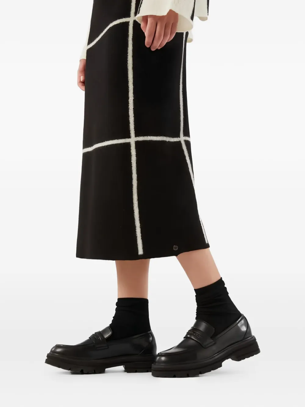 Max Mara Grid-pattern Midi Skirt In Black