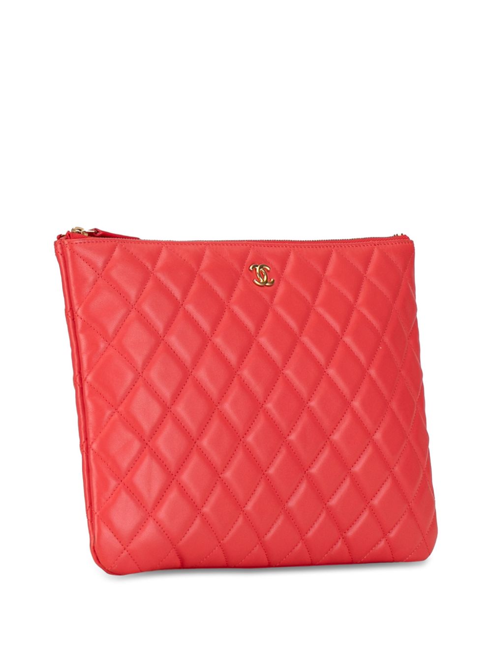 CHANEL Pre-Owned 2019 Medium Quilted Lambskin O Case clutch bag - Rood