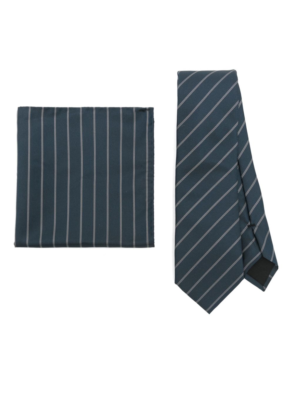 BOSS striped tie and pocket square set - Blue