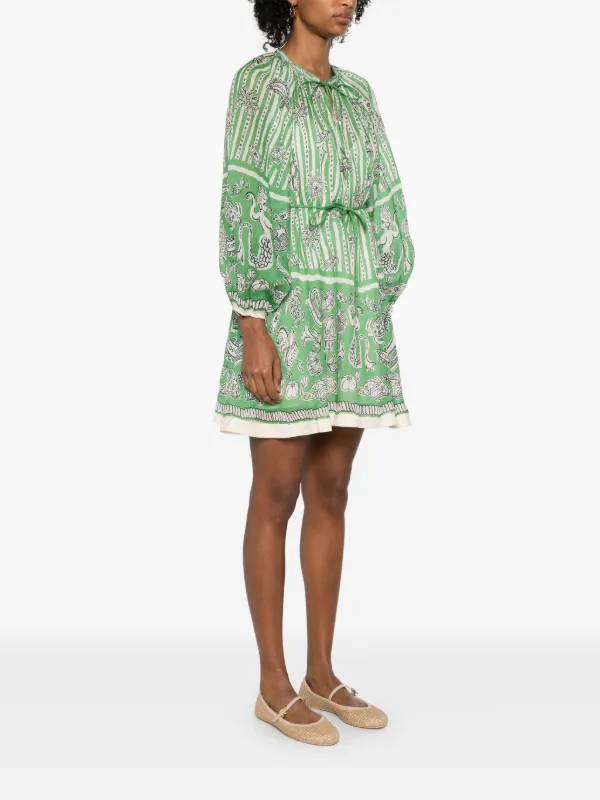 green off the shoulder dress prom Shego Floral Smocked Drop Waist Mini Dress – Sugarlips main image 1