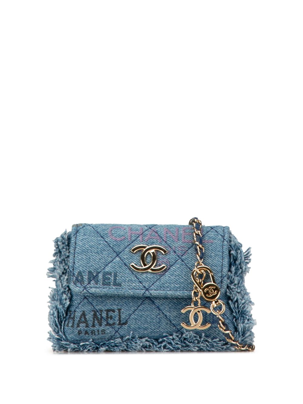 CHANEL 2021 Mini Denim Mood Clutch with Chain crossbody bag Women