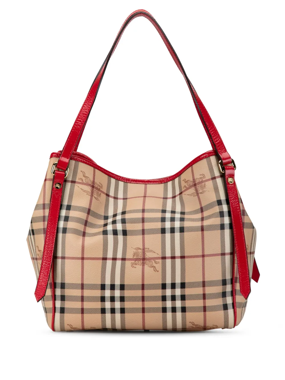 Pre-owned Burberry 2000-2017 Haymarket Check Canvas Canterbury Tote Bag In Brown