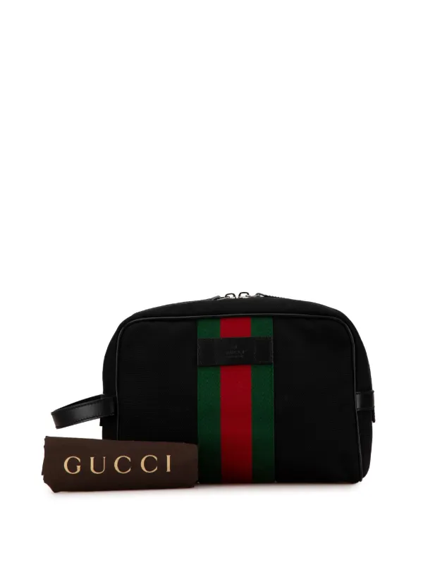 Gucci Pre-Owned 2000-2015 Techno Web Canvas Clutch Bag | Black  