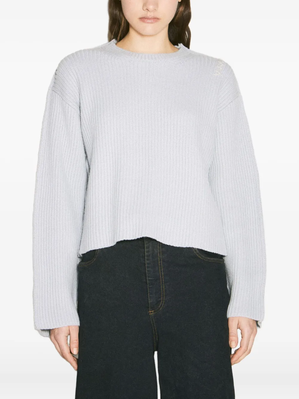 Marni Women Crewneck Wool Sweater In Grey